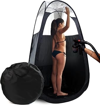 Large Spray Tan Tent   Deluxe Pop Up Tent Portable Tanning Booth with Carry Case   Clear Window for Perfect Spray Tanning   Easy Clean for Home & SalonBlack