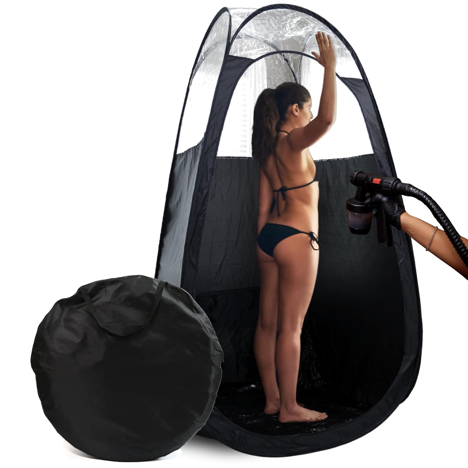 Reneebeautytan Large Spray Tan Tent – Deluxe Pop Up Tent Portable Tanning Booth with Carry Case – Clear Window for Perfect Spray Tanning – Easy Clean for Home & Salon