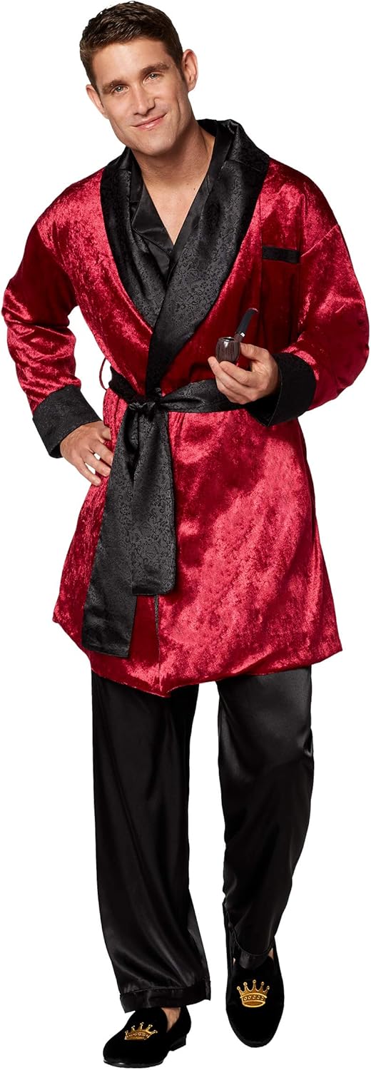 Spirit Halloween Adult Casanova Robe | Black and Red Robe | Easy Halloween Costume | Casanova Cosplay