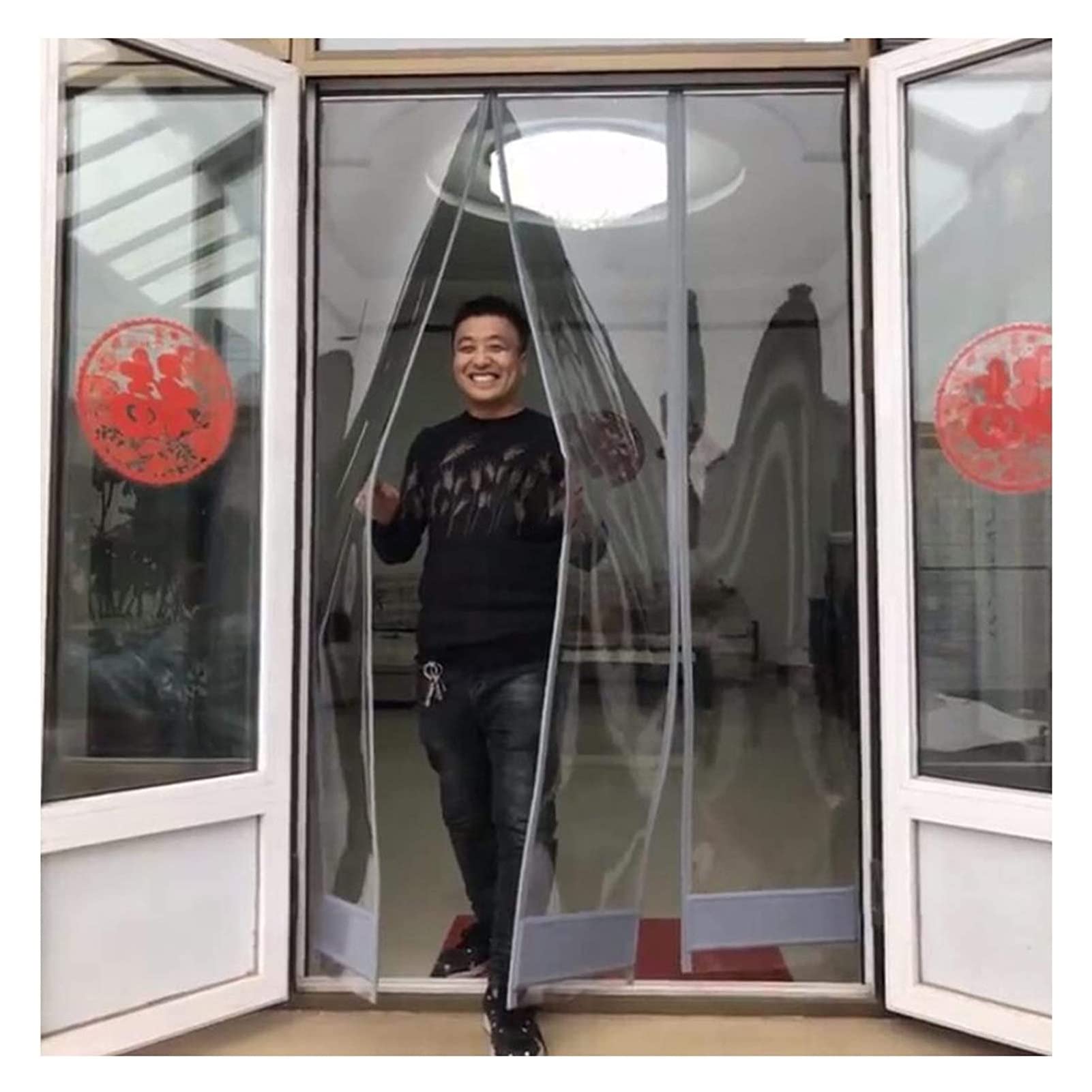 Custom Magnetic PVC Strip Curtain Vinyl 2.0mm Plastic Door Curtain Thermal Insulated Door Curtains for Porch, Garage (Size : 45x190cm/17.72x74.8in)