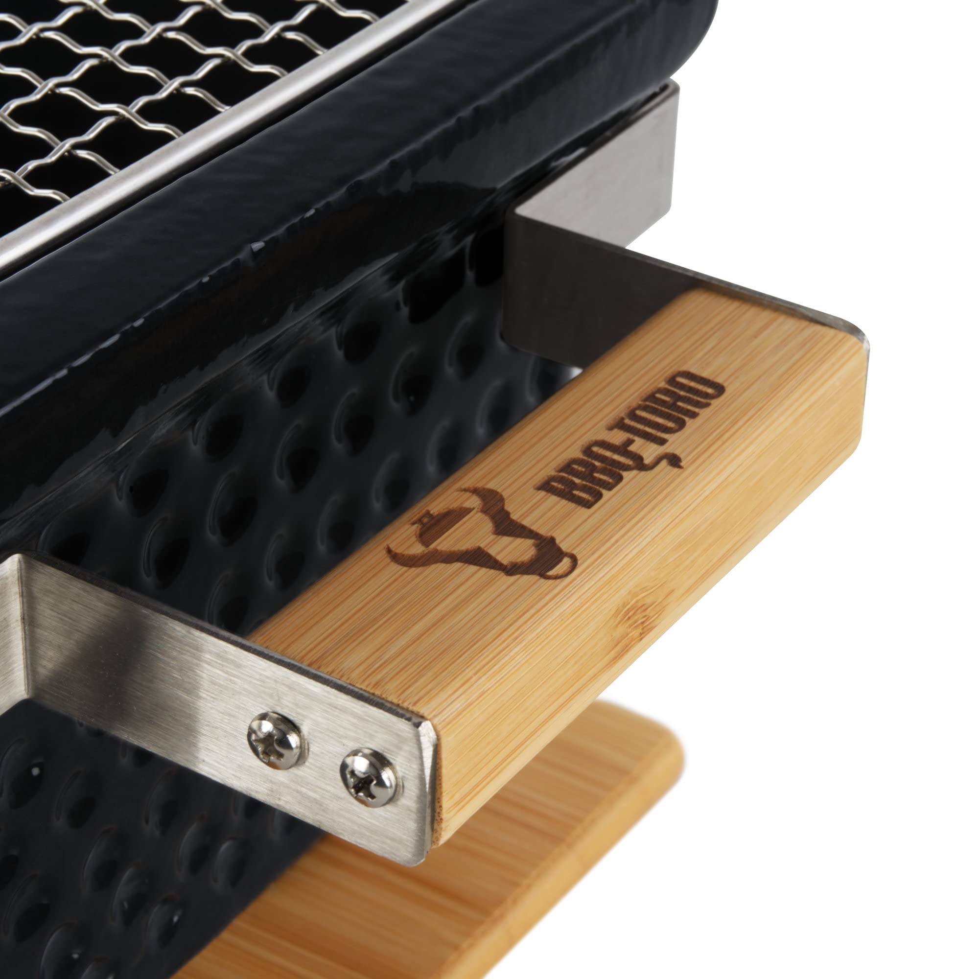 BBQ-Toro Barbacoa de Cerámica con Base de Madera | 50 x 23 x 17 cm | Parrilla de Mesa Hibachi | Miniparrilla sin Electricidad | Barbacoa Portátil de Carbón, Parrilla de Mesa Portátil