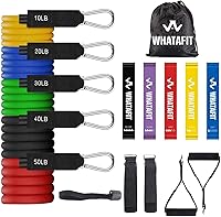 Vista 10 de WHATAFIT Bandas de resistencia, bandas de ejercicio, bandas de resistencia para entrenamiento, bandas de entrenamiento con asas para hombres