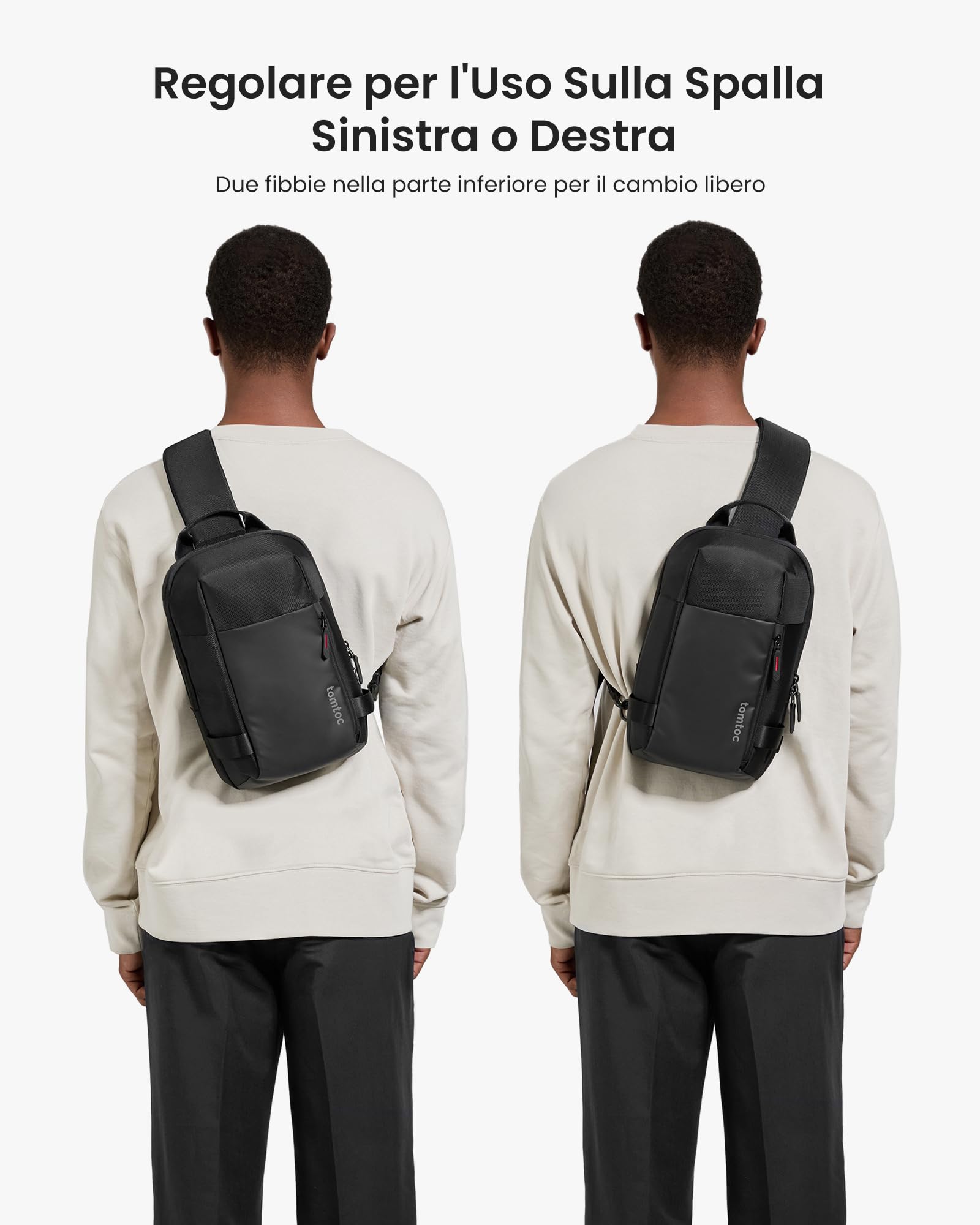 tomtoc Compatta EDC Sling Bag, Borsa a Tracolla a Spalla Minimalista Crossbody per Nintendo Switch, 2024 11" iPad Pro M4, 11" iPad Air M2, Leggero e resistente all'acqua, uso quotidiano, Lavoro, Nero