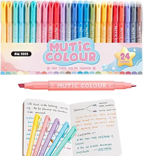 Rotuladores resaltadores, 11.02 x 5.71 x 0.67 pulgadas, marcadores de colores surtidos para escritura escolar, papelería de doble punta con tinta