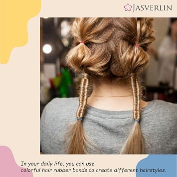 JASVERLIN Colorful Rubber Bands for Hair, Small Hair Ties 1000 Pcs, 1/2