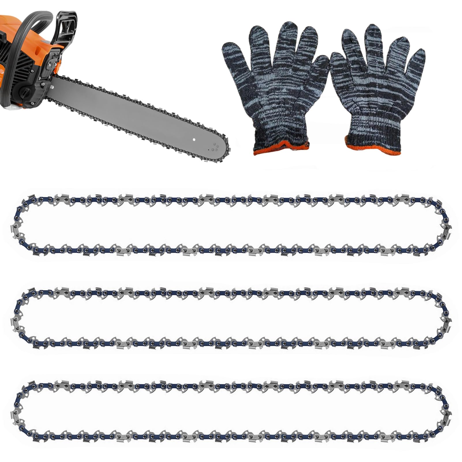 Fritz Krug Ersatzkette Set 3 Stück Profi C Sägeketten 3/8P 1.3 mm 56 TG Führ, 3/8P