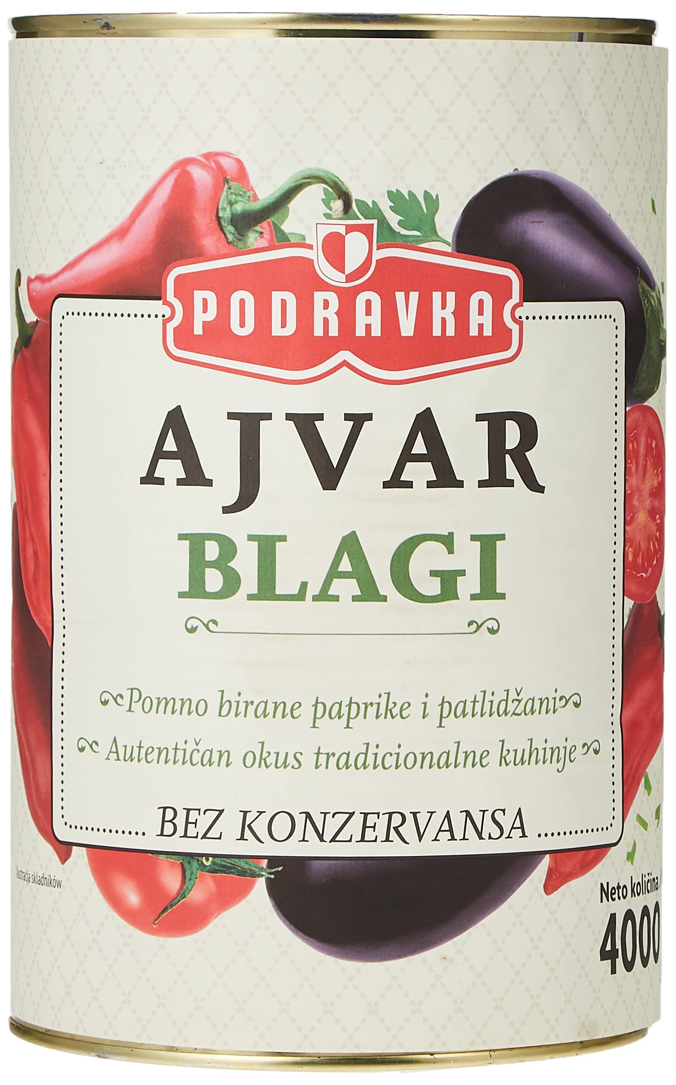 Podravka Ajvar Blagi 4 Kg