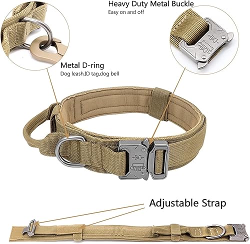 Miniatura 2 de Forestpaw Collar táctico para perro, collar militar resistente para entrenamiento de perros, collar de nailon ajustable con asa y hebilla de metal