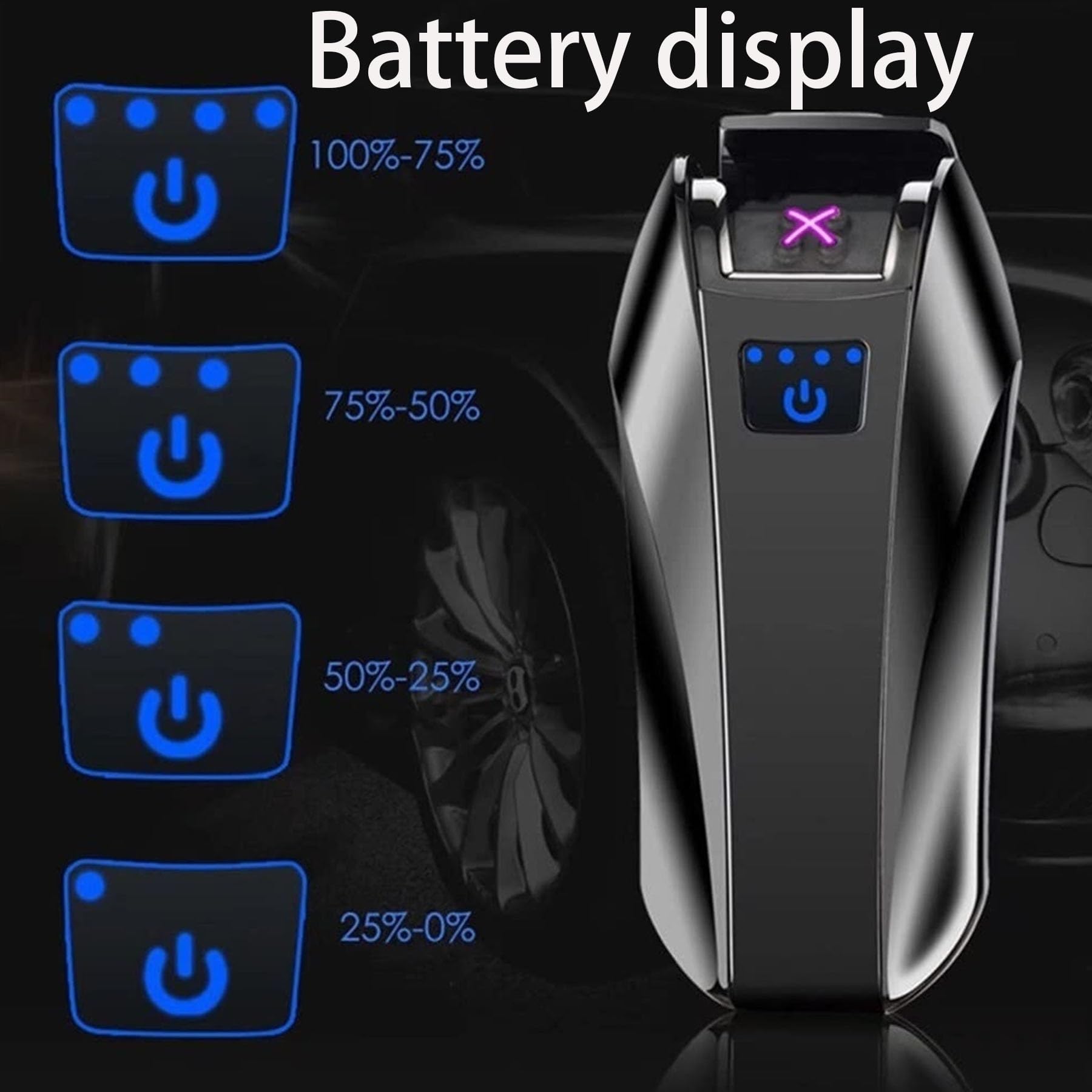 Briquet plasma rechargeable par USB, flamme à double arc, affichage intelligent de l'alimentation, idéal pour le camping et la randonnée, design portable et compact