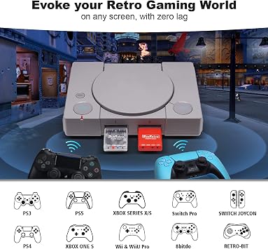 BITFUNX RetroScaler Mini Wireless Controller Adapter with Wireless Controller Adapter for PS1/PS2