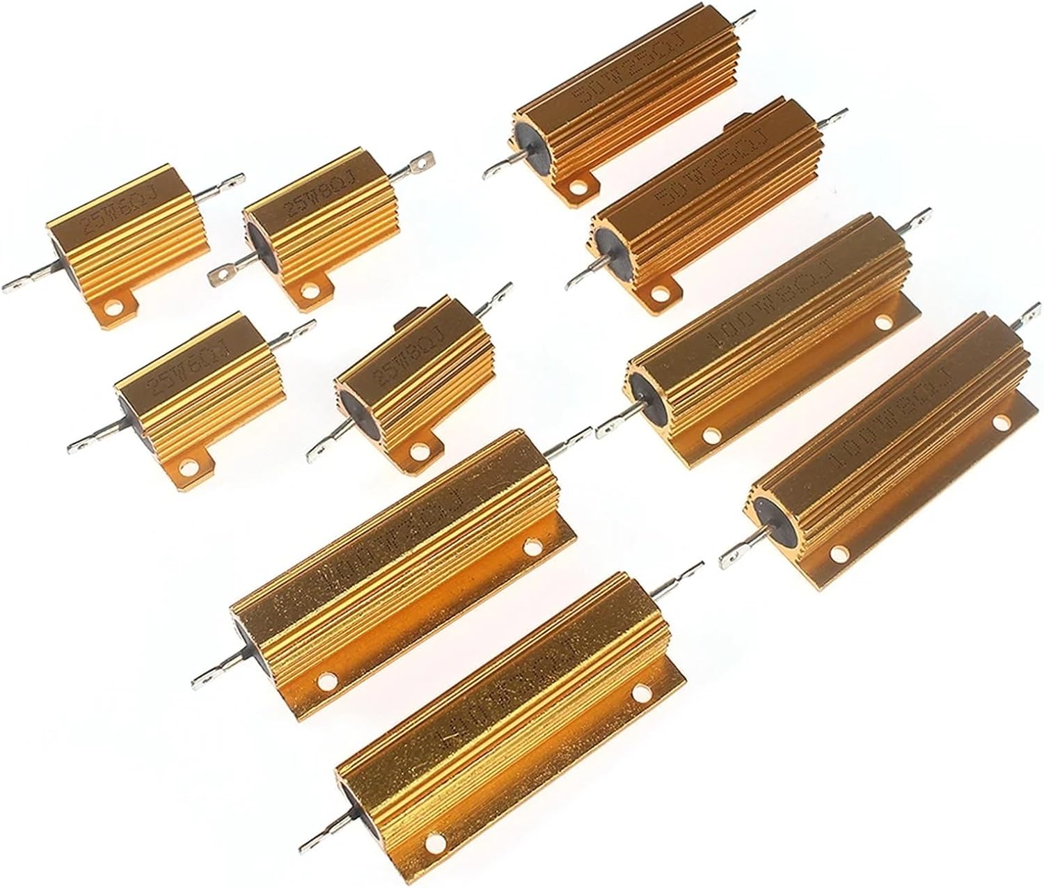 25W 50W 100W Metal Shell Aluminium Resistor 3 6 8 25 ohm LED Brake Light Load Resistor for Car Turn Signal Lights Decoder(50W-25R-2PCS)