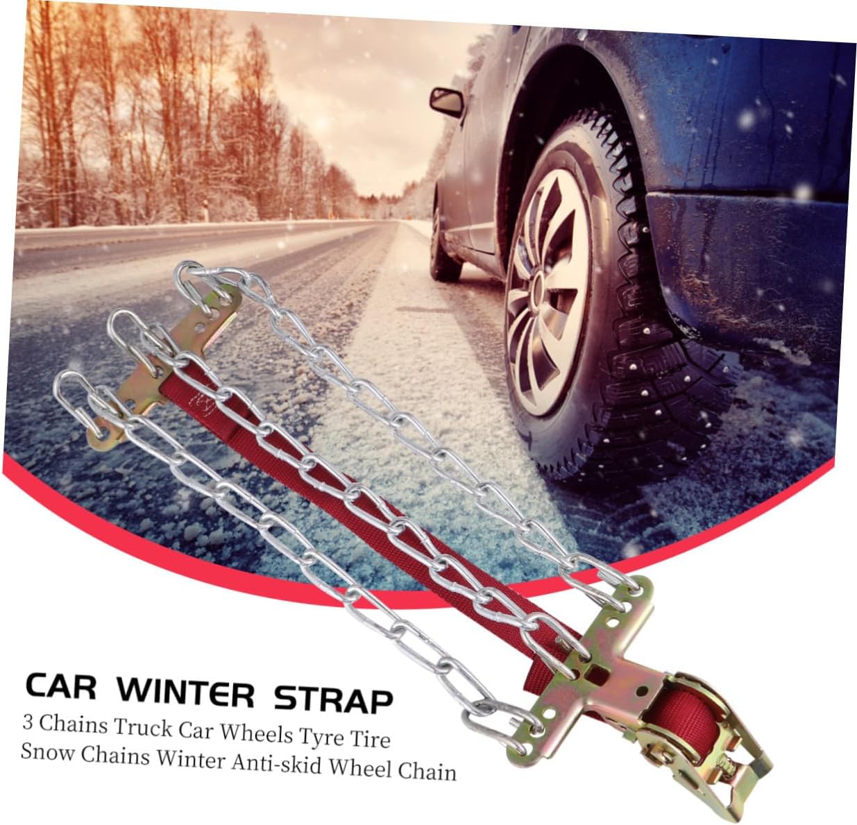 Large Size Snow Chains for SUV Tires Steel Anti-slip 3-Chain Design Winter Traction Mud Emergency Use
