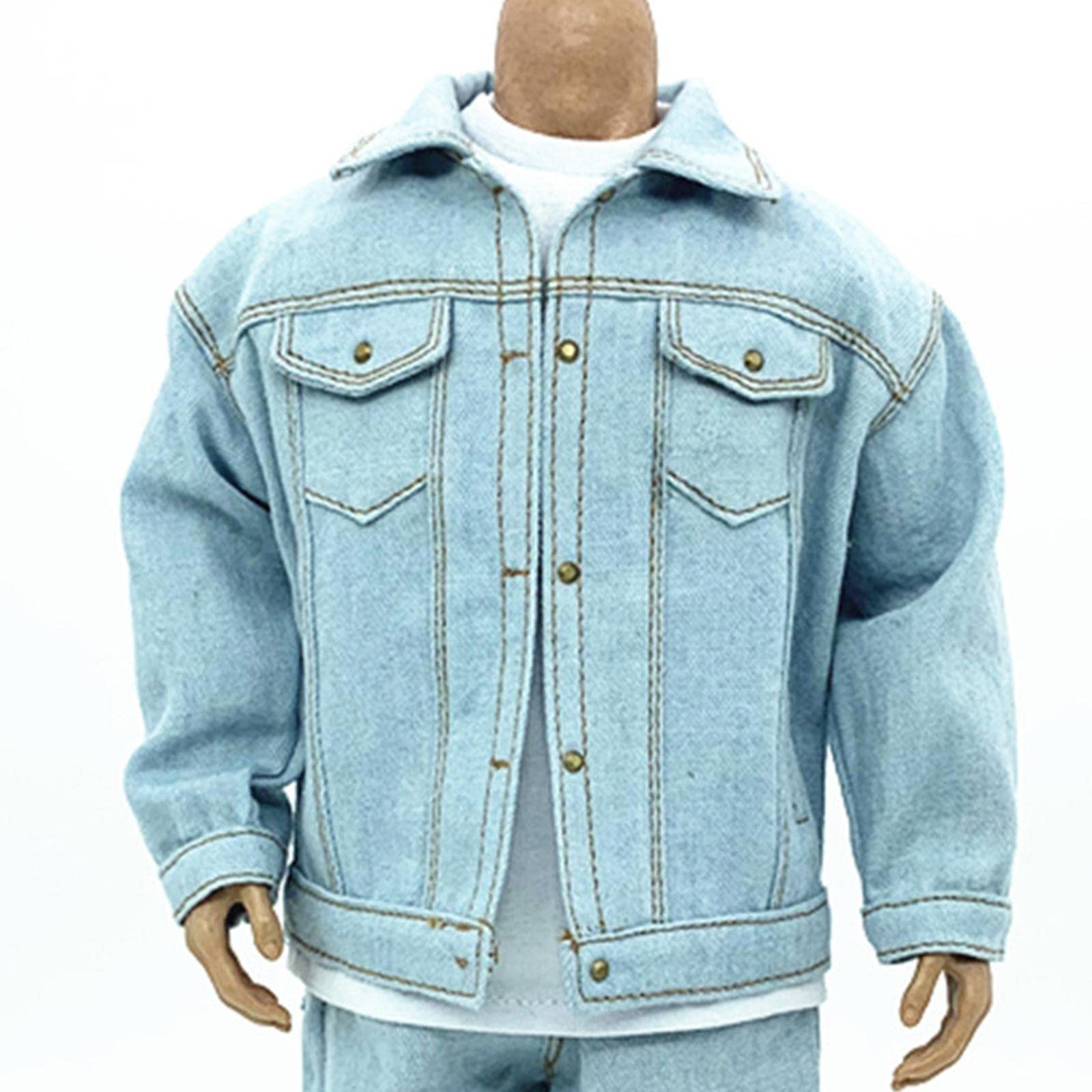 Sharplace Männliche Puppenkleidung im Maßstab 1:6, Kostüm-Outfits für 12-Zoll-Puppenfiguren, Zubehör, Jeansjacke