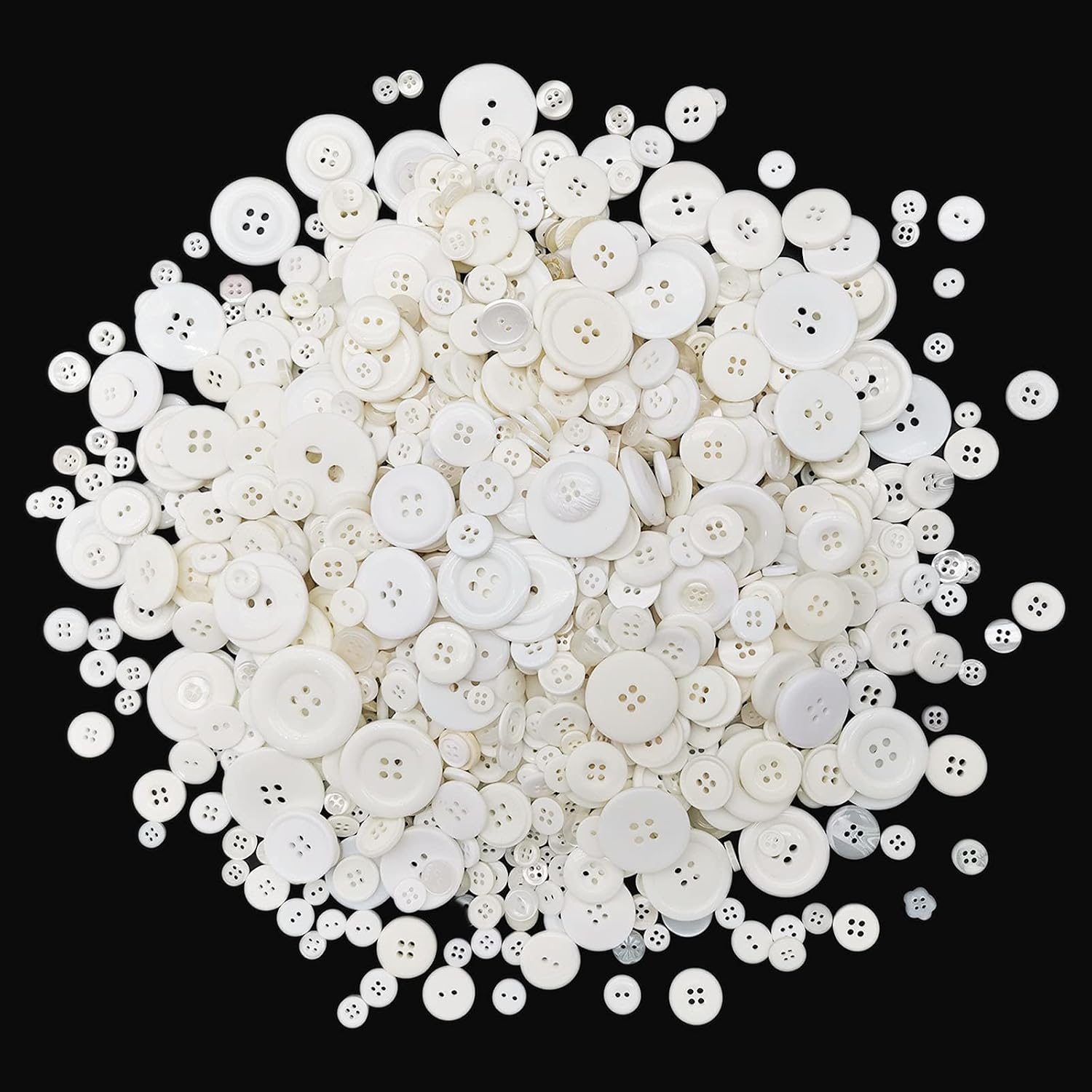 600-700Pcs White Buttons for Crafts Bulk Assorted Sizes White Craft Buttons for Crafting, DIY, Birthday Decoration, Party Decor