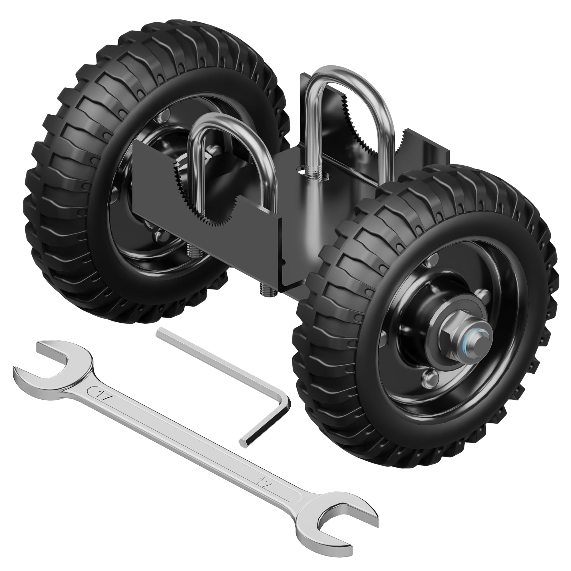 DOZAWA Heavy Duty Gate Wheels for Metal Tube Gate, 6" Sliding Gate Rollers for Driveway Chain Link, 550lbs Rolling Wheel for Fence, Garage