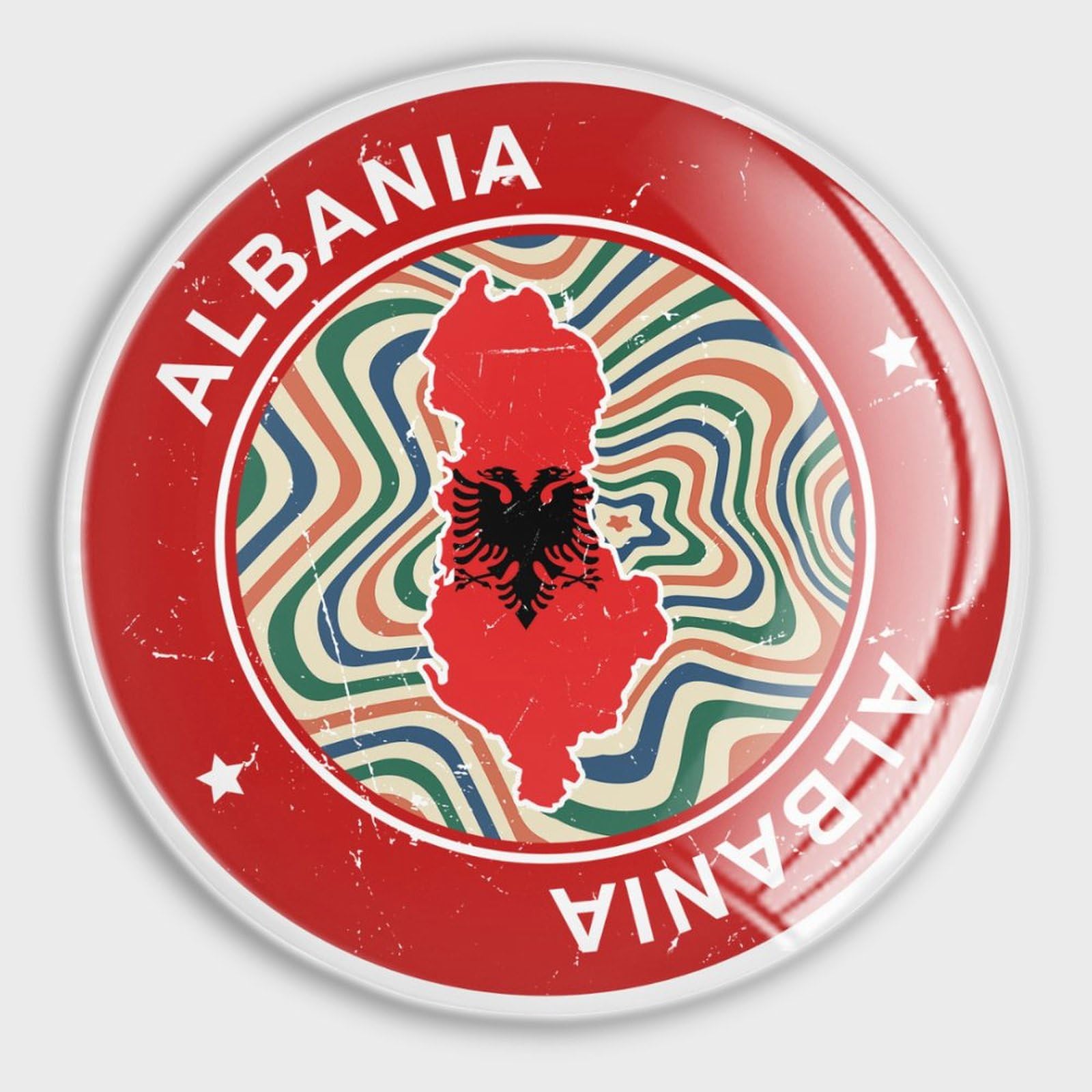 Aimants en verre Albanie magnets frigo décorations patriotiques bureau et école