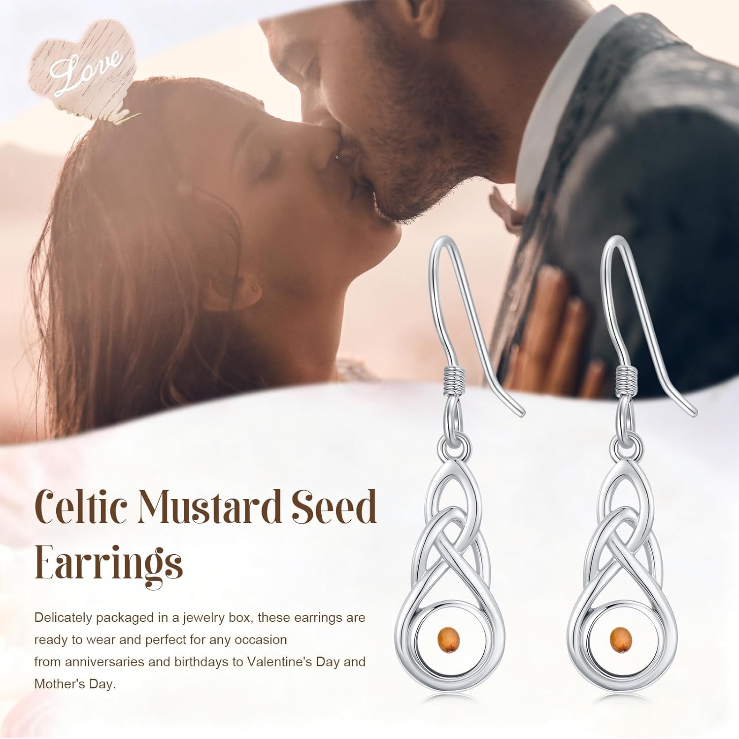Mustard Seed Earrings for Women Sterling Silver Turquoise Mountain/Celtic Dangle Drop Earrings Faith Jewelry Christian Gifts for Christians Daughter