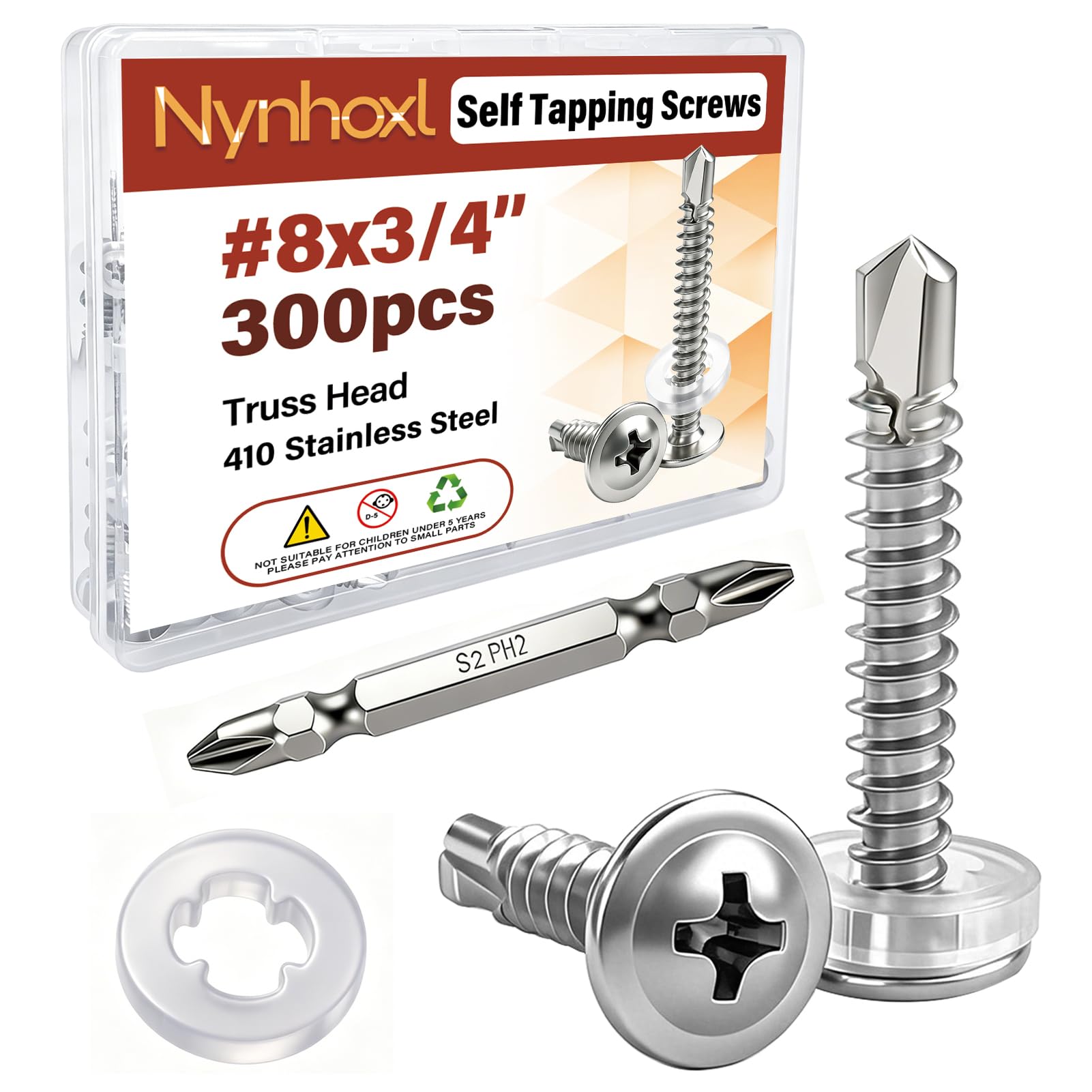 Self-Tapping Screws - 300 Pack #8 x 3/4" -8