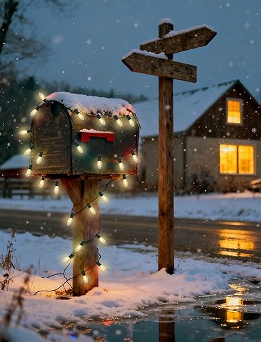 Miniatura 7 de Luces de Navidad vintage C9 para exteriores, cadena de luces de 26 pies con 26 bombillas transparentes, luz impermeable para árbol de Navidad al