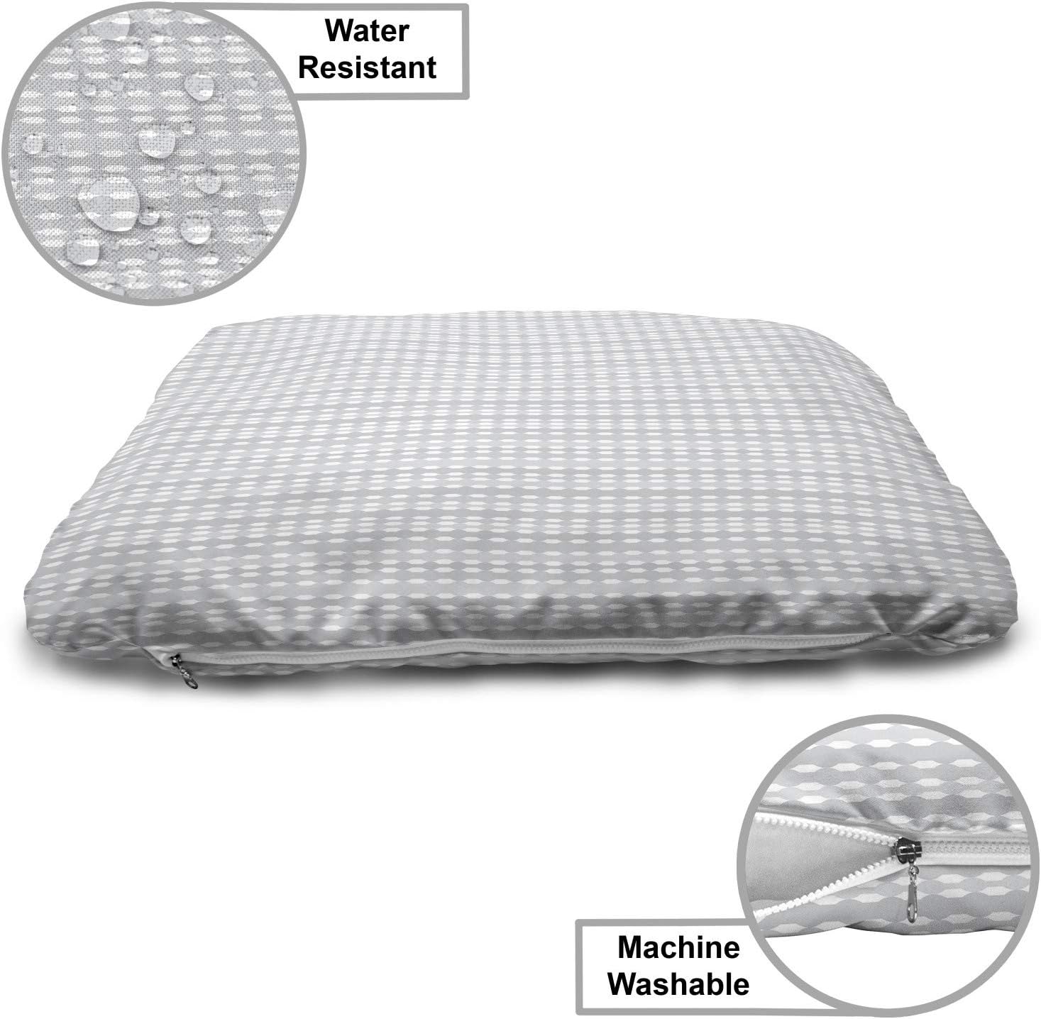 review Lunarable Abstract Pet Bed, Modern Feng Shui Pattern with Soft Toned Vertical Stem Line Motifs, Chew Resistant Pad for Dogs and Cats Cushion with Removable Cover, 24