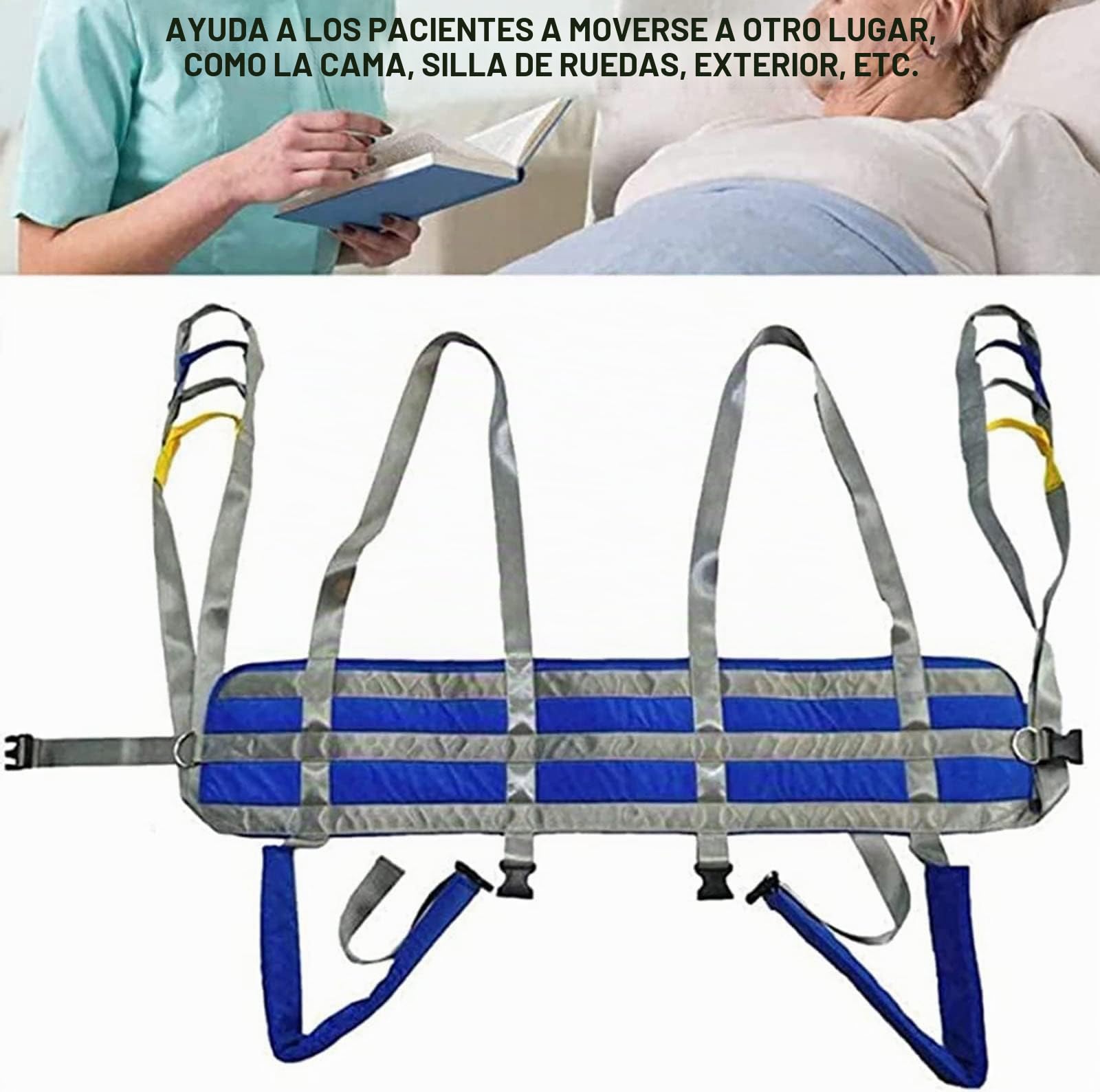 Genérico Arnés para Pacientes Profesional Ajustable - Grúa de Paciente Cinturón de traslado para máquina de elevación, bipedestador para Ancianos, arnés de Transferencia de Pacientes.