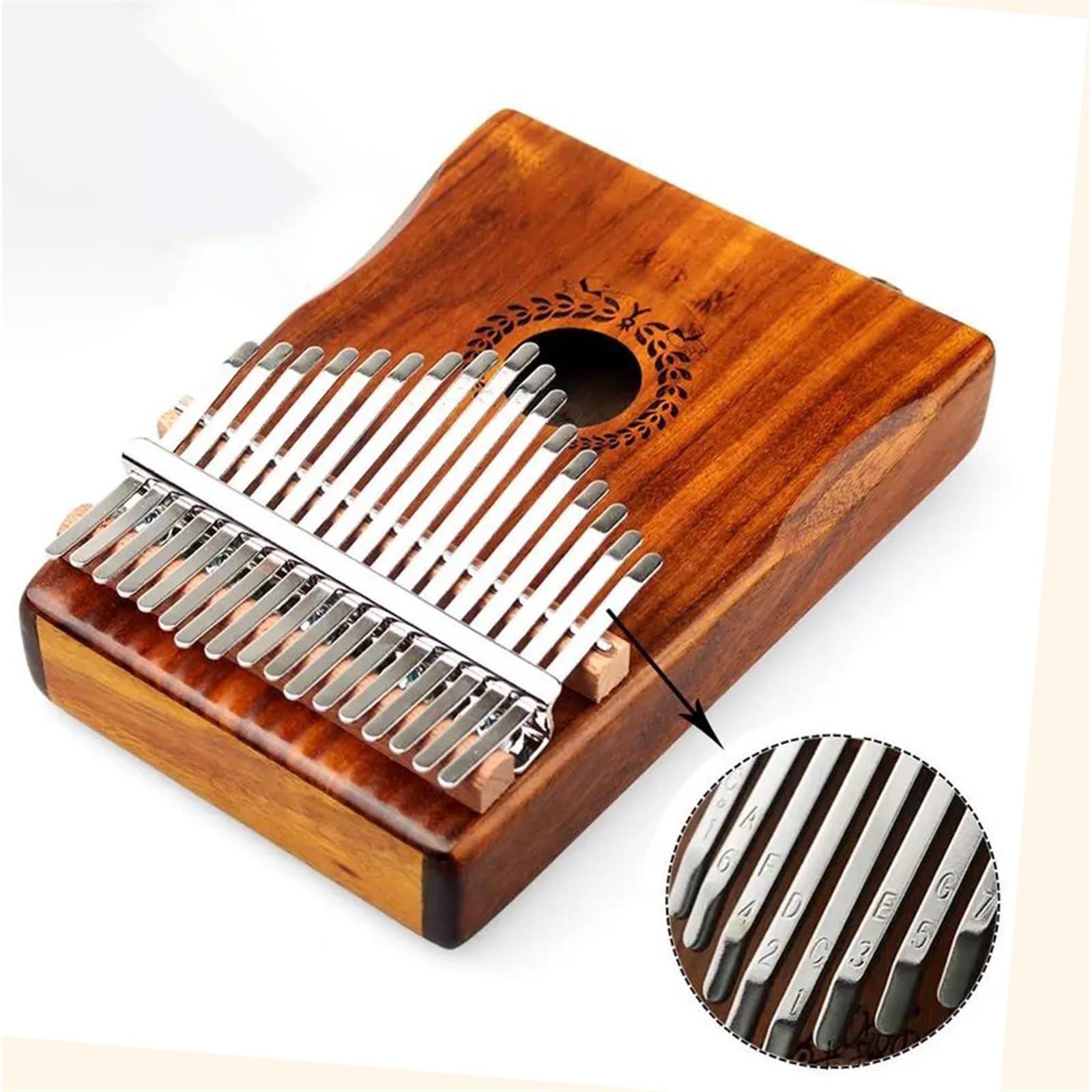 Kalimba-Daumenklavier mit 17 Tasten und Drahtwicklung an Lautsprecher-Tonabnehmer