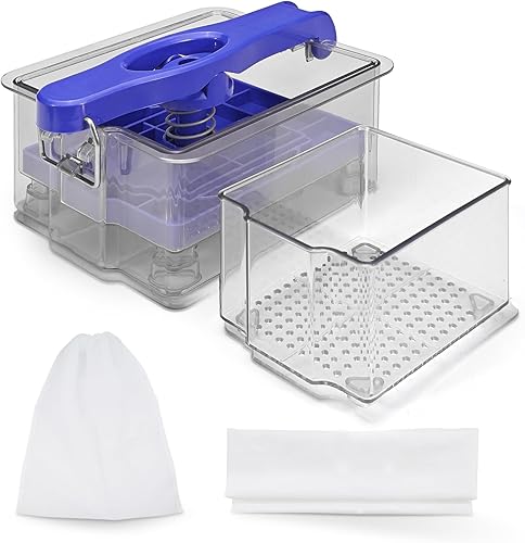 Prensa de tofu apta para lavavajillas con molde de 2 tamaños, paño de queso y bolsa, prensa de tofu ajustable con bandeja de goteo, fabricante de