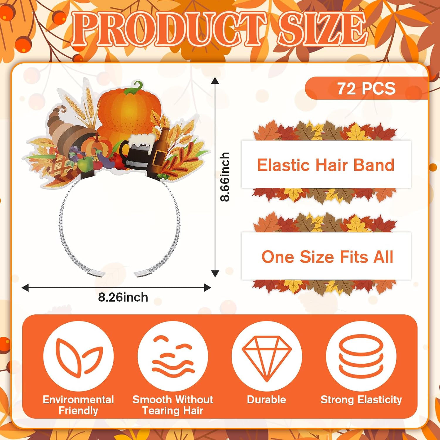 Lyrow 72 Pcs Thanksgiving Adults Headbands Turkey Headbopper Autumn Themed Silly Hat Party Supplies Turkey Holiday Head Boppers for Thanksgiving Decorations Dinner Party Adults Costume Accessories