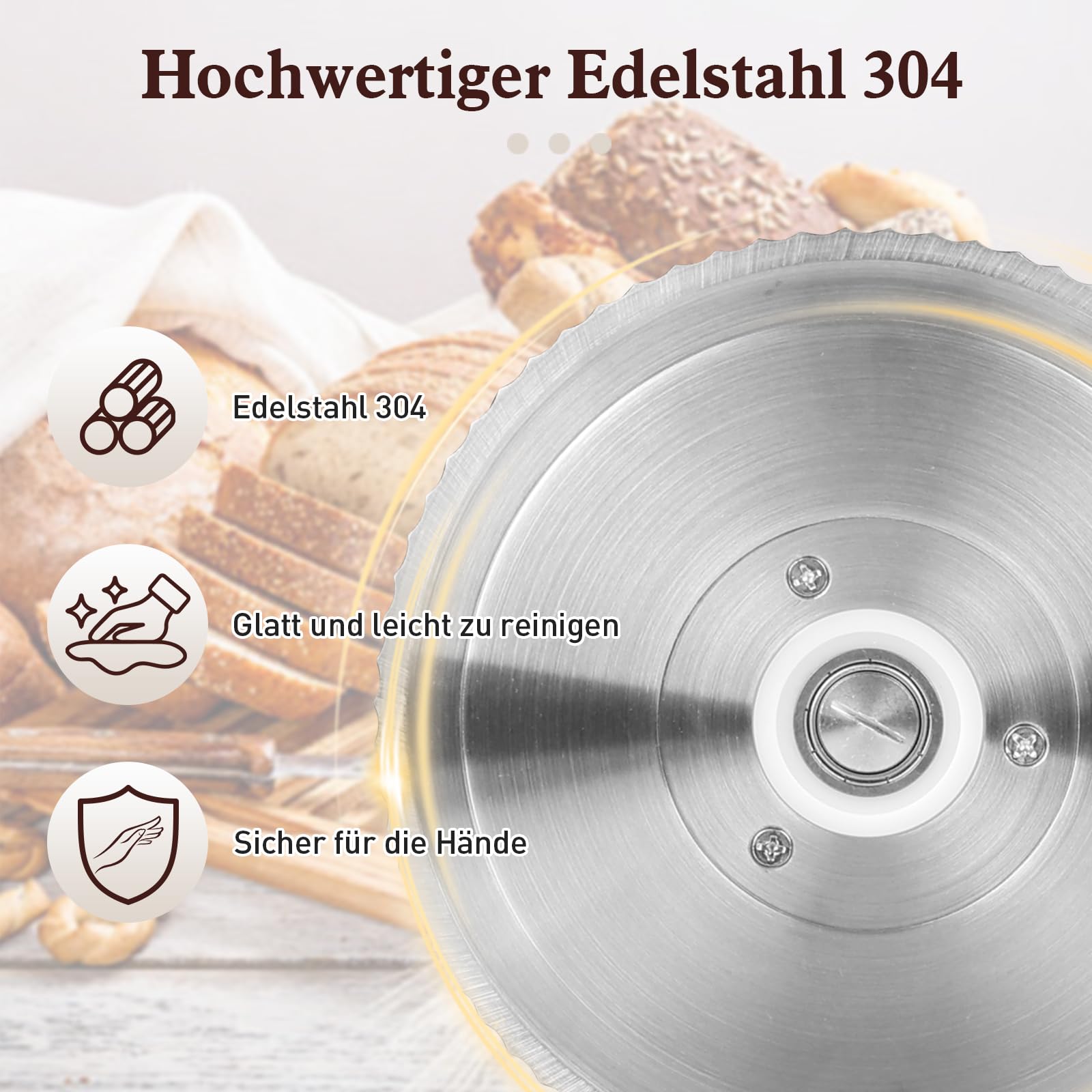 Brotschneidemaschine,Brotschneidemaschine Manuell(Faltbar),Allesschneider | Edelstahl 304, Mit Skala,Einstellbare Scheibendicke,Für Käse,Brot und Gemüse