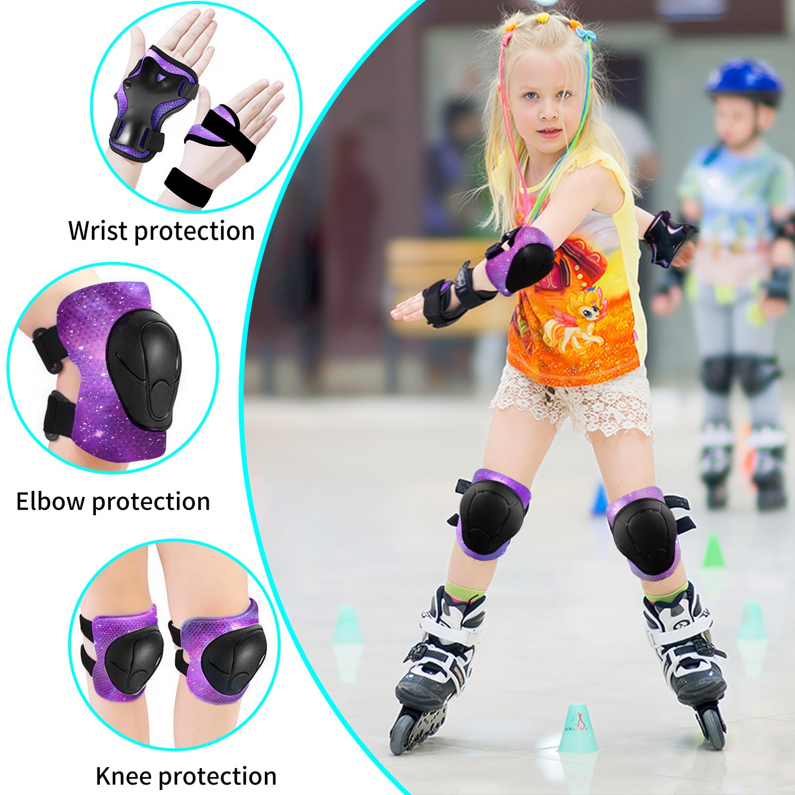 Casque de vélo réglable pour enfant avec genouillères, coudières, protection du poignet - Casque pour enfant de 3 à 5 à 8 à 14 ans - Idéal pour le patinage, le vélo, le skateboard - Pour garçons et