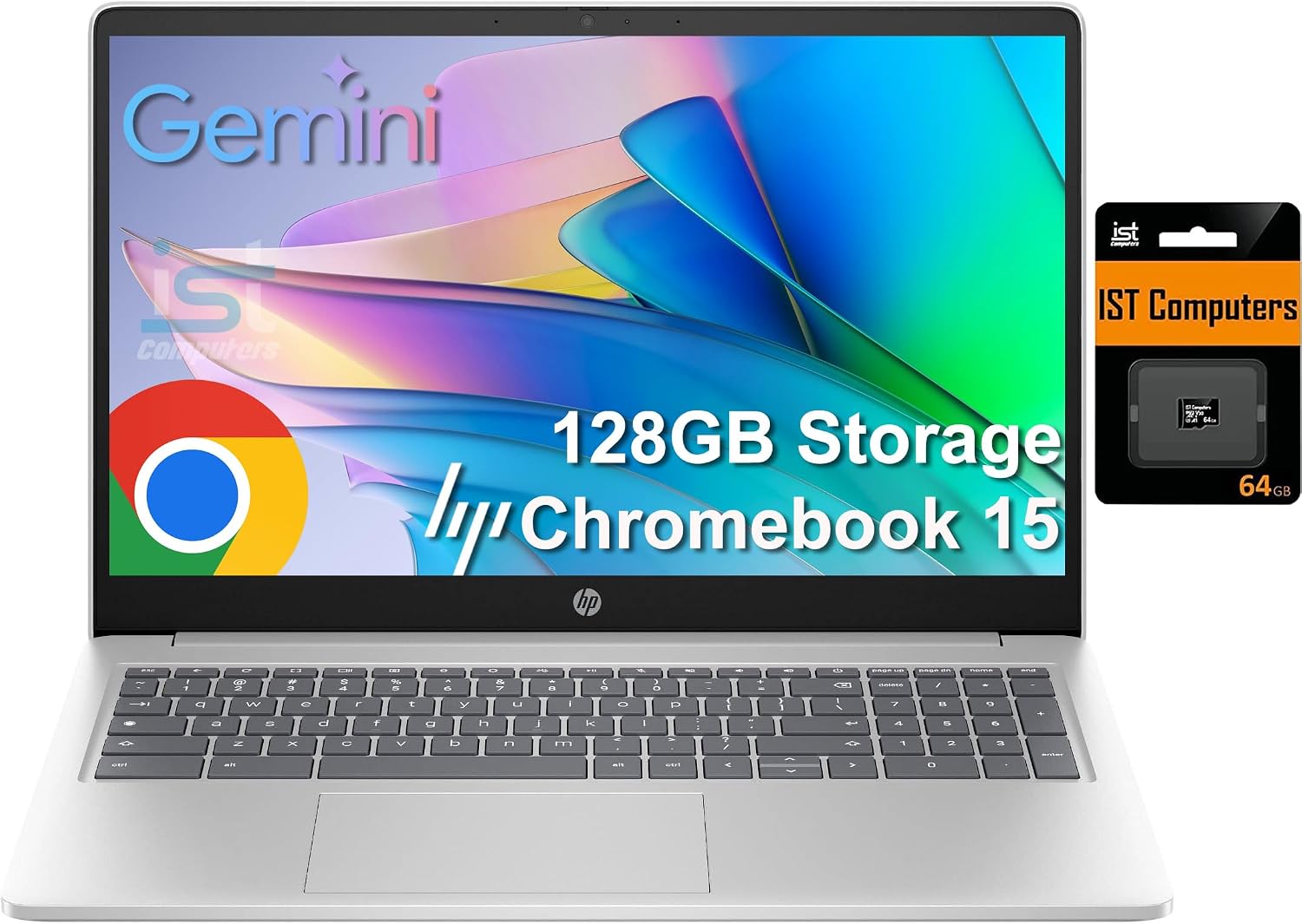 HP Chromebook 15 15.6" Laptop, Intel N200, 8GB DDR5 RAM, 128GB Storage