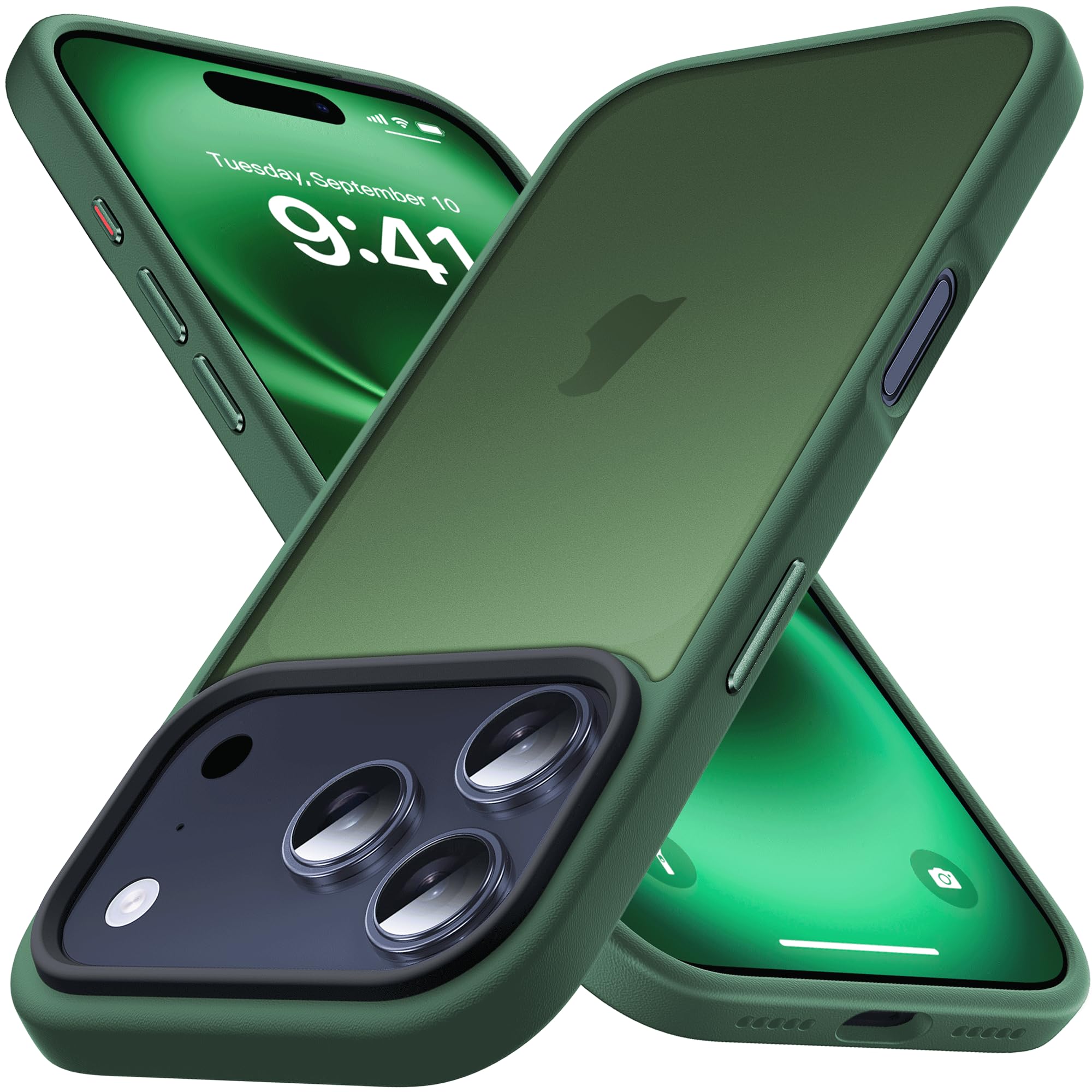 Coque iPhone 17 Pro Max silicone souple vert mat rechargeable sans fil - 7