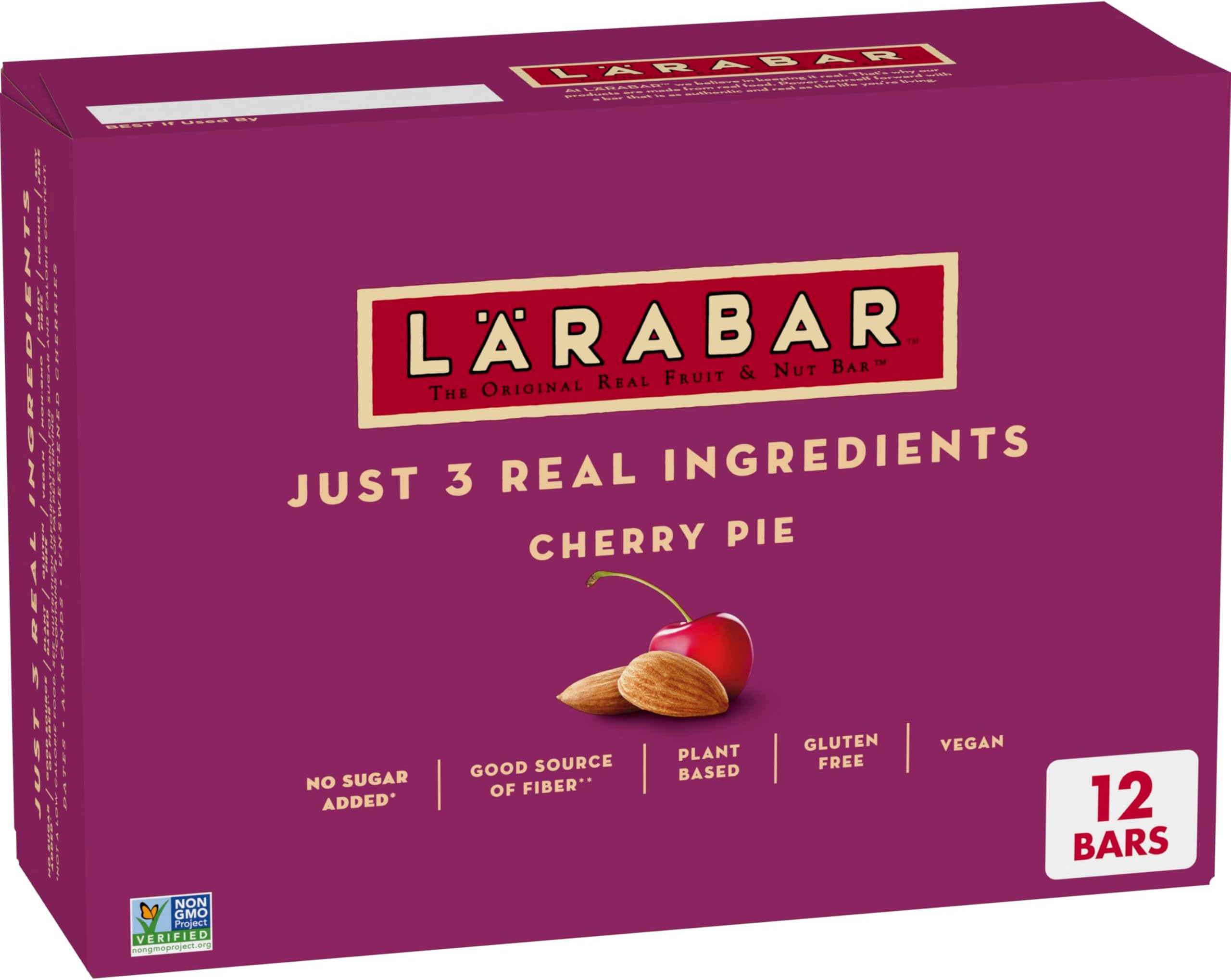 Larabar Cherry Pie, Gluten Free Vegan Fruit & Nut Bars, 1.6 oz bars, 12 ct