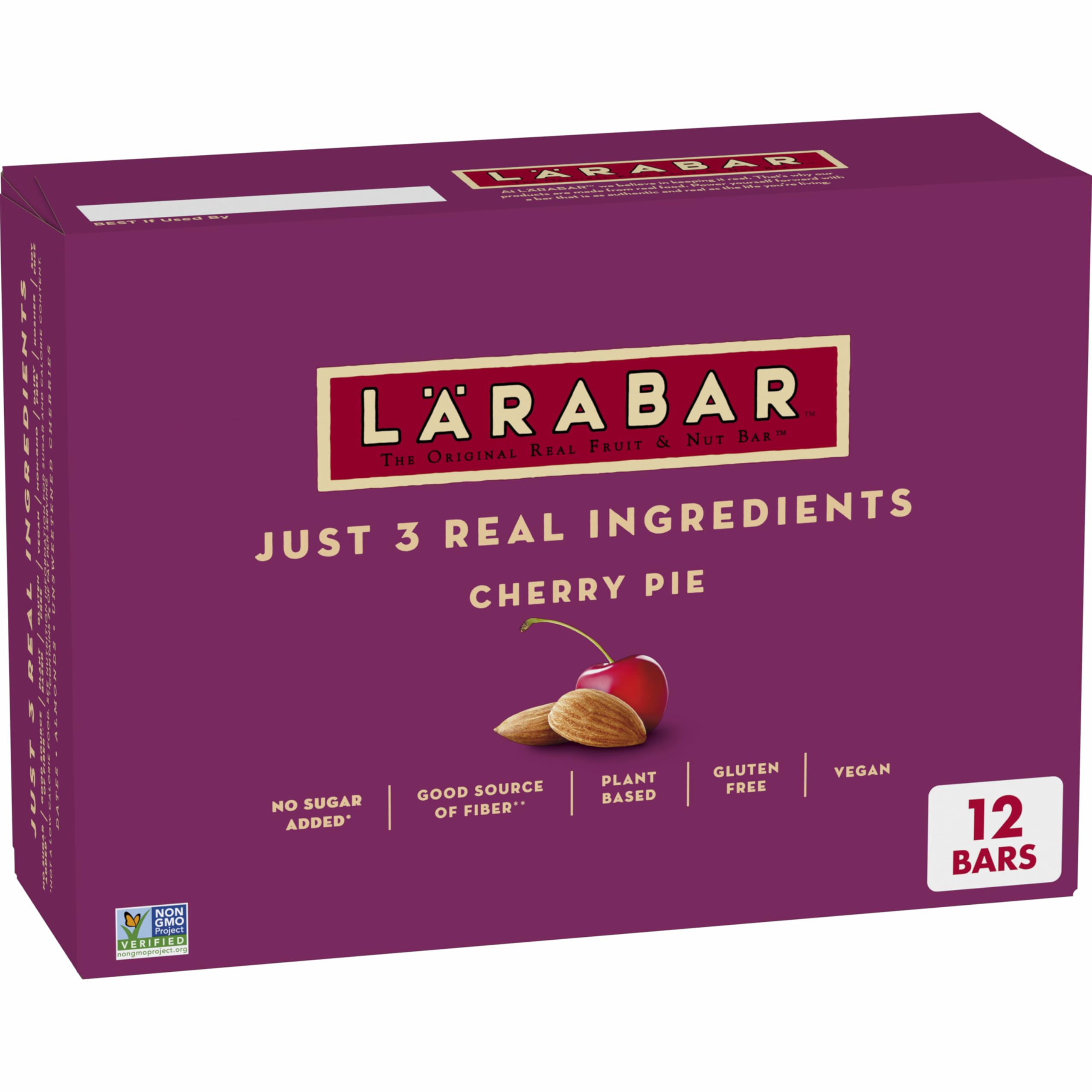 Larabar Cherry Pie, Gluten Free Vegan Fruit & Nut Bars, 1.6 oz bars, 12 ct