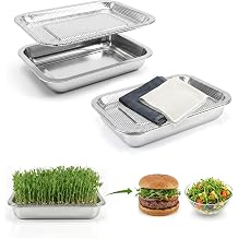 2 Pcs Stainless Steel Seed Sprouting Trays with Towel & Gauze 10.6 x 7.8