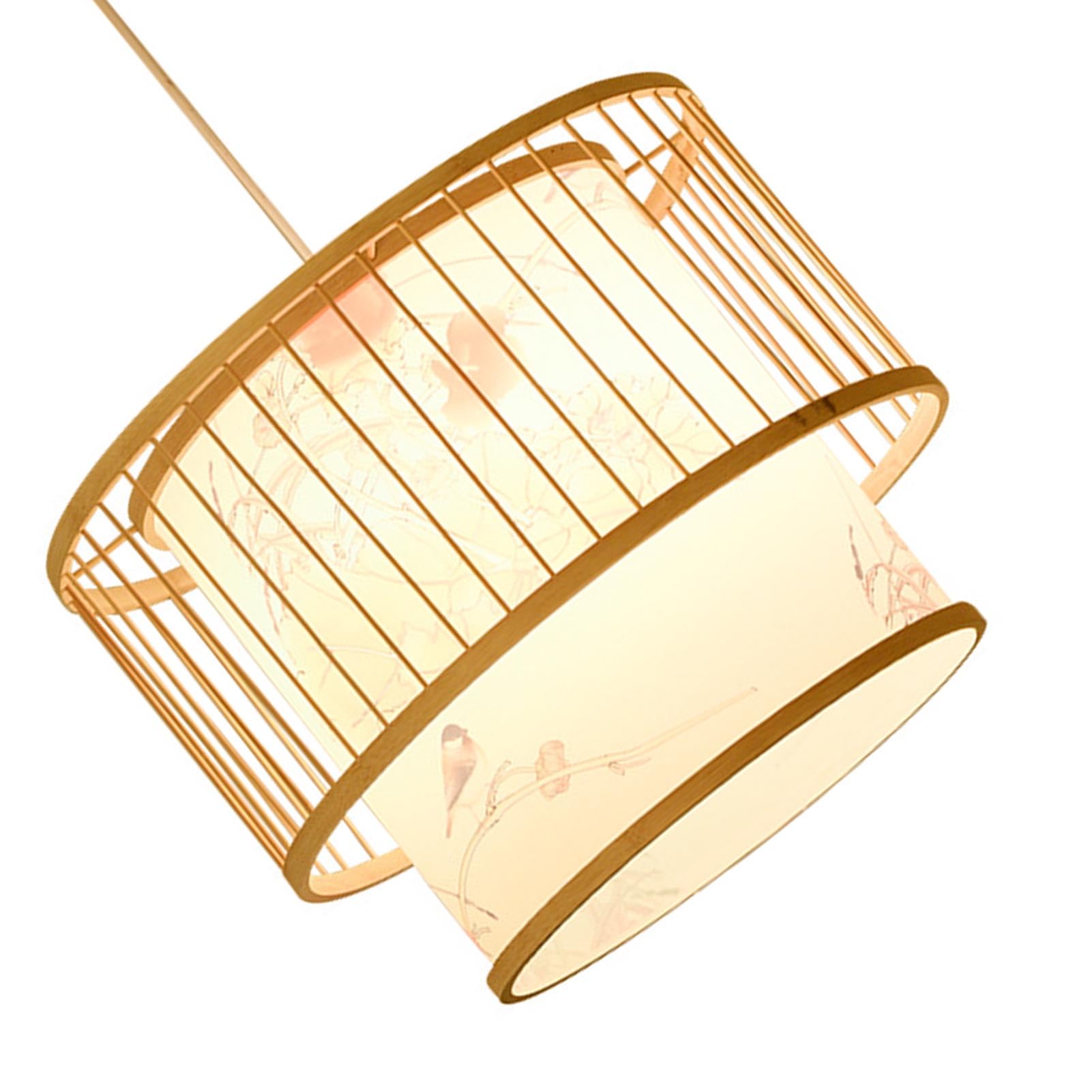 Birdcage - Lampada a sospensione in tessuto, decorazione ecologica per ristorante per casa da tè giapponese, 50 x 35 cm