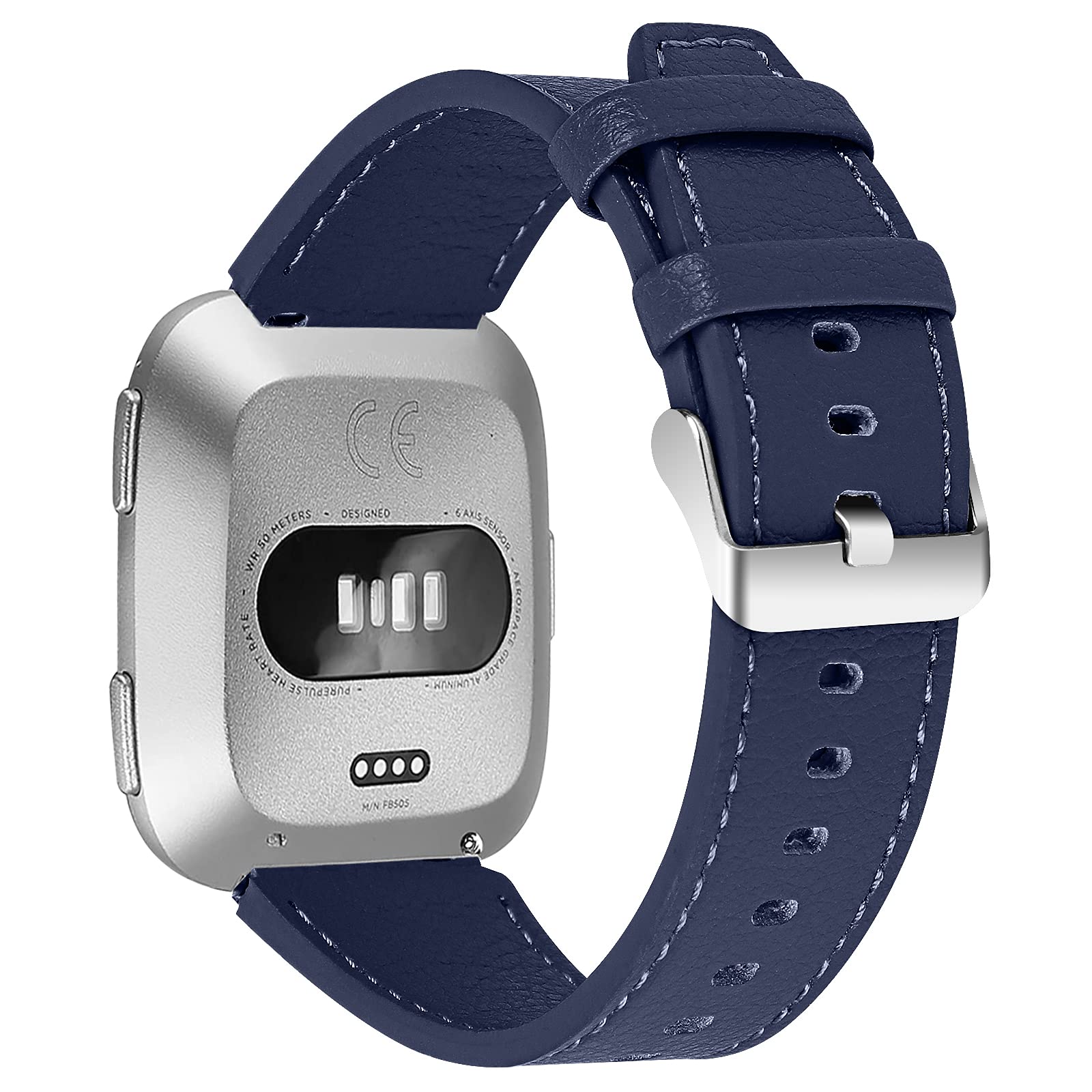 Sport Strap for Fitbit Versa/Versa 2/Versa Lite,KangPlus Women Men Leather Sport Bands Wristband with Metal Buckle 5.5-8.1 inch Compatible for Fitbit Versa/Versa 2/Versa Lite - Blue