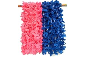 12-Pack Pink and Blue Flower Leis: Perfect for Baby Showers and Hawaiian Luaus