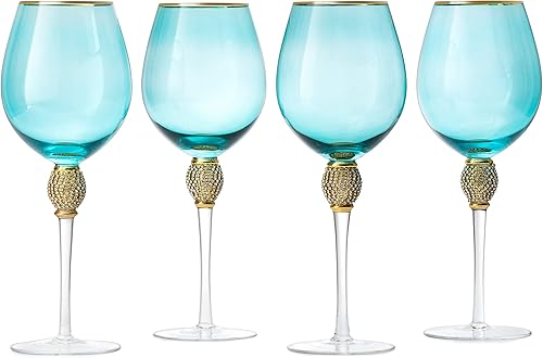 The Wine Savant - Copas de vino de diamantes de imitación de 10 pulgadas de alto, copas de boda de 18 onzas, copas de vino de diseño prémium para