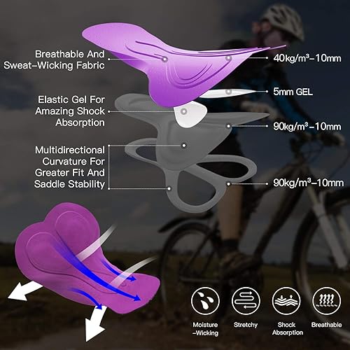 Miniatura 5 de Eco-daily - Pantalones cortos de ciclismo para mujer, con acolchado en 3D, ropa para ciclismo (azul - M)