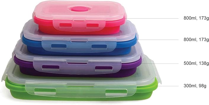 Silicone Food Storage Containers - Set of 4 - Plastic Food Containers with Lids, Microwave & Dishwasher Safe, Airtight Food Storage Container - from Jean-Patrique