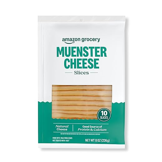 Amazon Grocery, Muenster Cheese, 8 Oz, 10 Slices