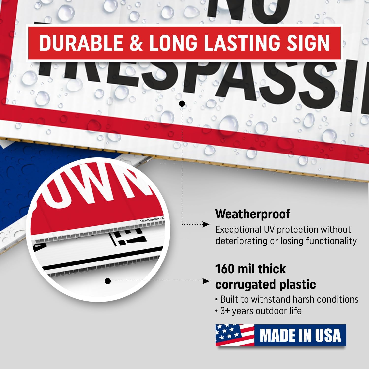 SmartSign 12" x 18" (2-Pack) Private Property No Trespassing Yard Sign with 15" tall Metal H-Stake, Double-Sided, Large 160 mil Thick Corrugated Plastic Lawn Signs, Water Resistant