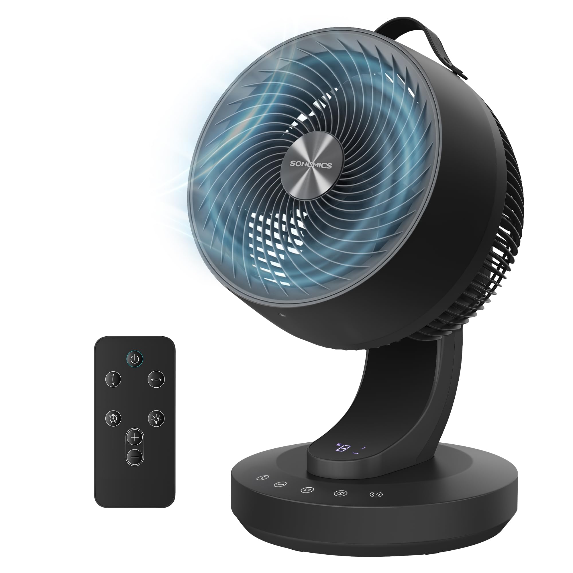 SONGMICS Ventilateur de Bureau Silencieux 20 dB, avec Télécommande, Circulateur d’Air Puissant, Oscillation 70°, 8 Vitesses, Minuterie 12 h, Noir d'Encre XFC001B1EU - 2