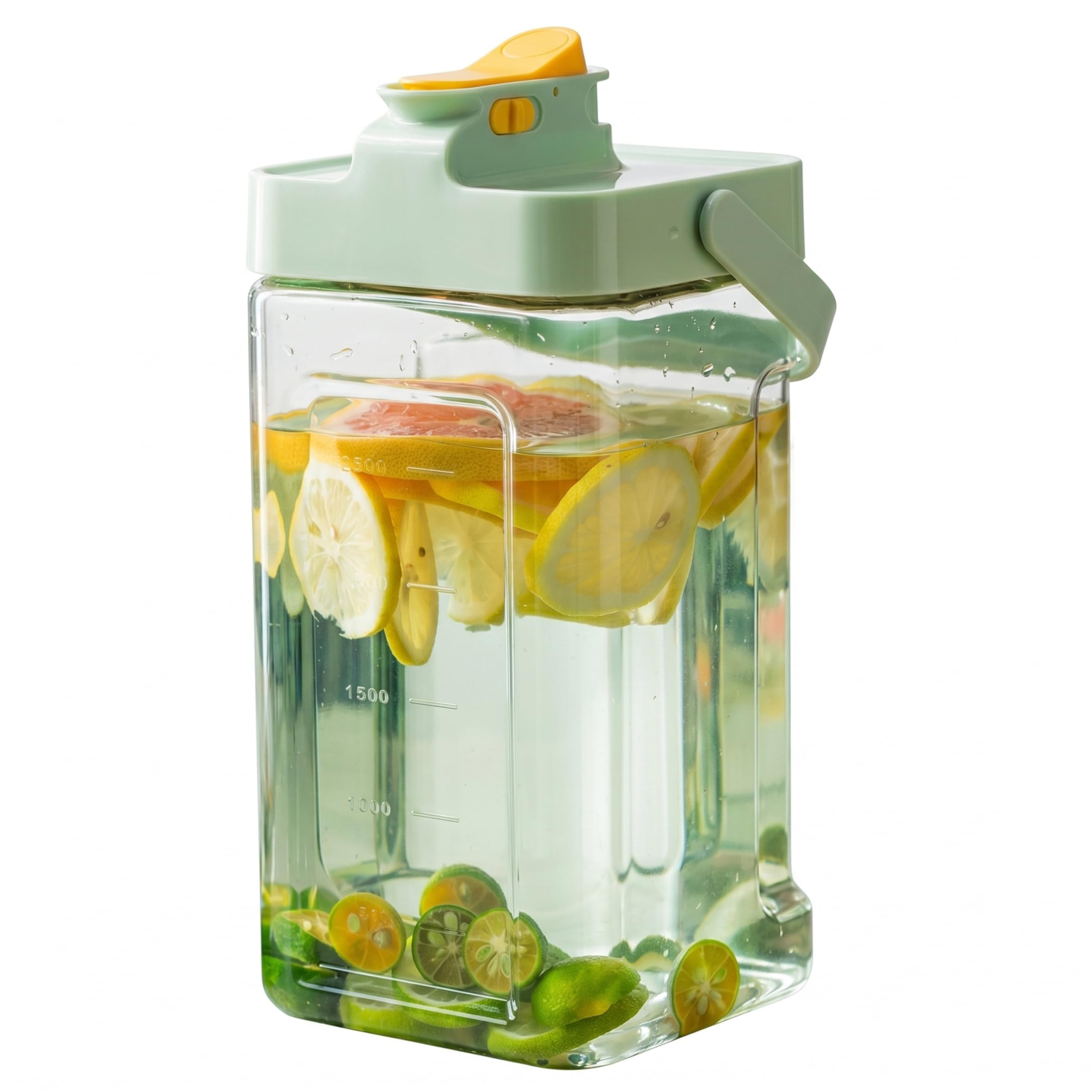 Hotainoys Fridge Water Dispenser, 3.5l Large Capacity Plastic Drink Dispenser with Spigot Leak-Proof Portable Water Jug for Home/Office/Camping, Green