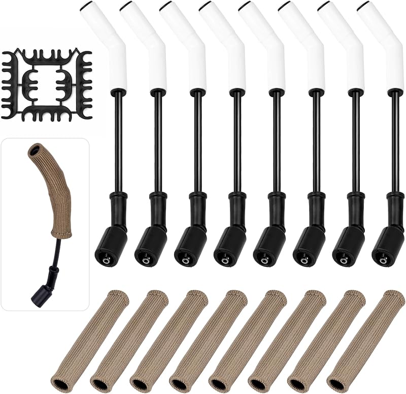 Jogo de cabos de vela cerâmicos GDUKOP 9070C com proteção térmica para motores LS3 LS4 LS7 LT – 8 unidades