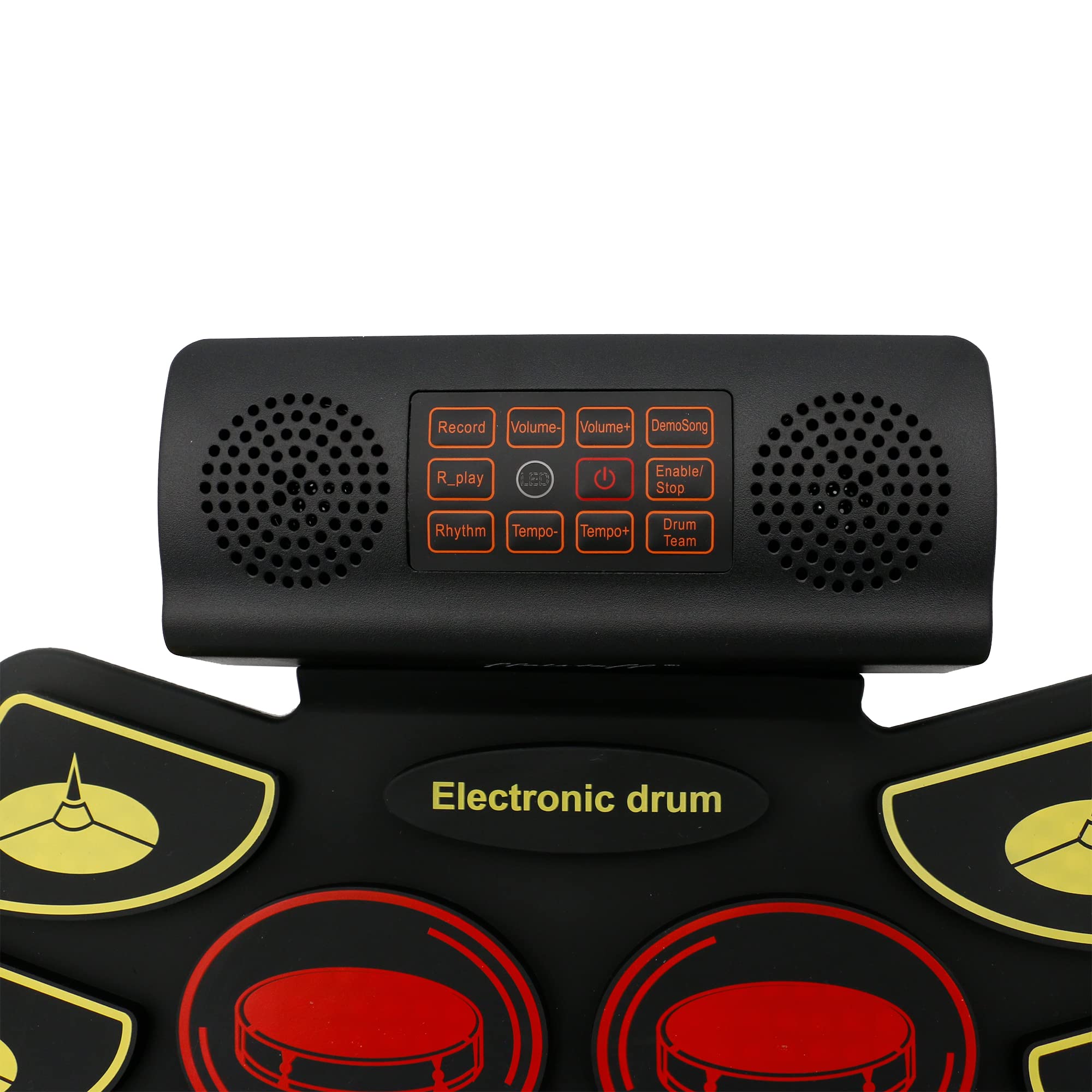 ffalstaff Pad Batteria Elettronica Ricaricabile Completo di Bluetooth - Stereo Portatile con 9 Pad, 2 Pedali e Bacchette - Ideale per un Primo Approccio allo Strumento
