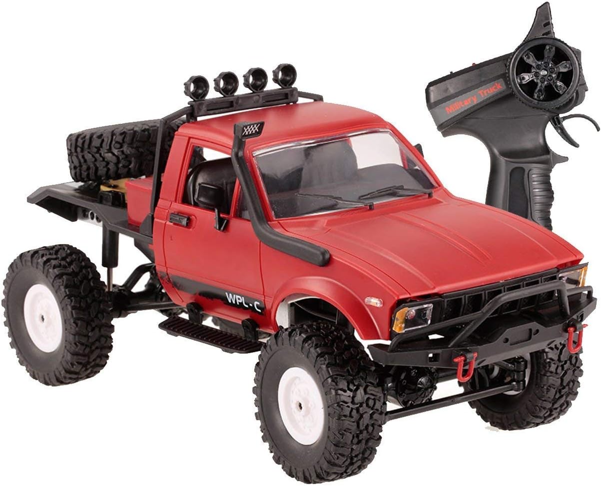 The perseids RC Military Truck 1/16 Scale Rock Crawler 2.4Ghz Radio Controlled Off-Road Car RC Hobby Car All Terrain Car, Ideal Gift for Kids Youths Adults in Red(Red) : Toys & Games