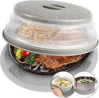 AIDACOM 2-in-1 Microwave Cover & Silicone Mat - Splatter Guard, Trivet, Pot Holder, Bowl Hugger - Grey Kitchen Essential