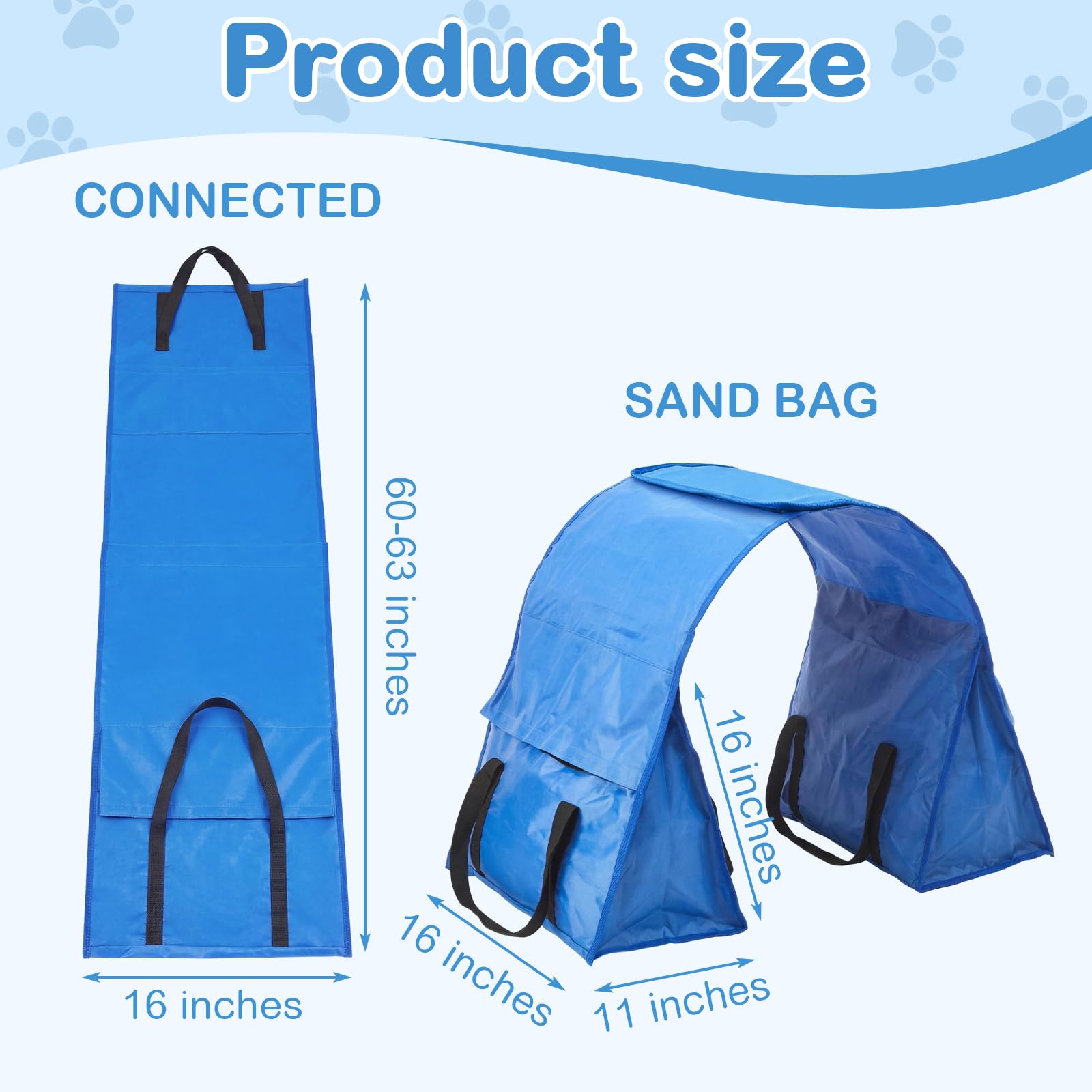 2 Set Dog Agility Tunnel Sandbags, Dog Tunnel Weight Bags Heavy-Duty PVC Weatherproof Design, Adjustable for 18"-26" Diameter for Stabilizing and Securing, Blue (Tunnels Not Included) - image 3